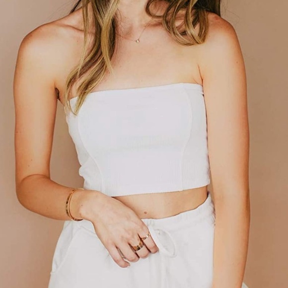 Ivory Ribbed Tube Top - Picture 3 of 3